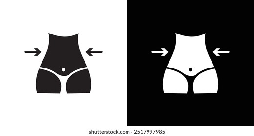 Fino, ícone de perda de peso Linha fina ilustração plana

