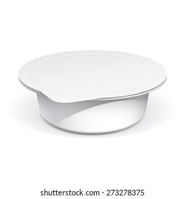 Slim White blank plastic container for yogurt, jams and other products. Vector illustration