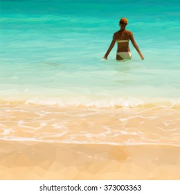Slim woman in a bathing suit  Vector illustration