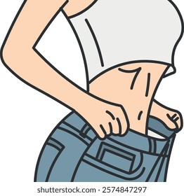 Slim Woman with Defined Body and Thin Waist, Result of a Balanced Diet