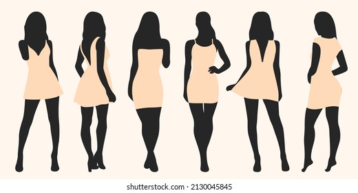 Slim Woman Model Silhouette Women Short Stock Vector (Royalty Free ...