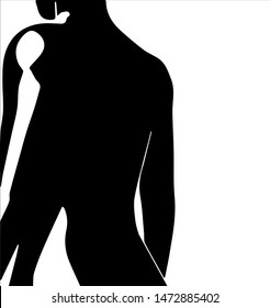 Slim woman's back vector silhouette