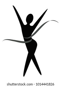 Slim woman's body vector logo - weight loss, isolated on white background eps 8, black and white