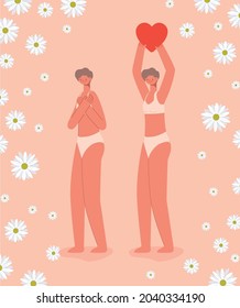 slim women pair with flowers