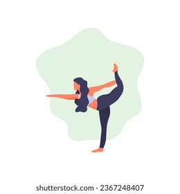 Slim young woman doing Yoga pose. Simple flat vector character illustration.