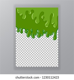 Slime abstract green liquid background, with falling drops  