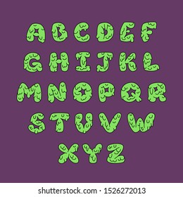 Slime capital vector alphabet with black outlines