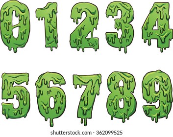 Slime cartoon numbers. Vector clip art illustration with simple gradients. Each on a separate layer. 