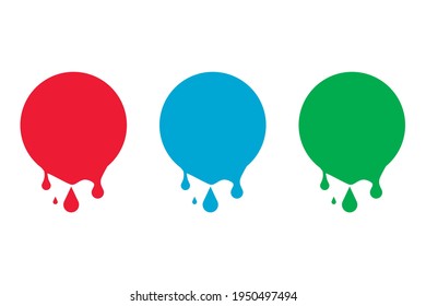 Slime drip stickers. Circle jelly drops labels. Vector liquid drops icons. Ink paint leak vector flat illustration.Eps 10.