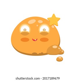 Slime Emoji. Fun yellow slime on white background. Vector illustration.