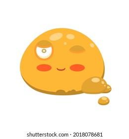 Slime Emoji. Fun yellow slime on white background. Vector illustration.
