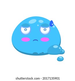 Slime Emoji. Sad blue slime on white background. Vector illustration.