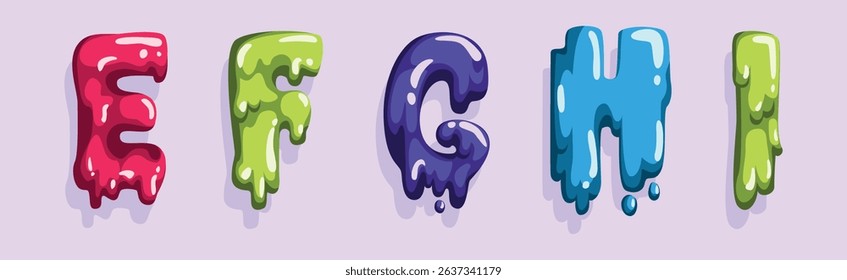 Slime Font and Alphabet Capital Letter Colorful Vector Set