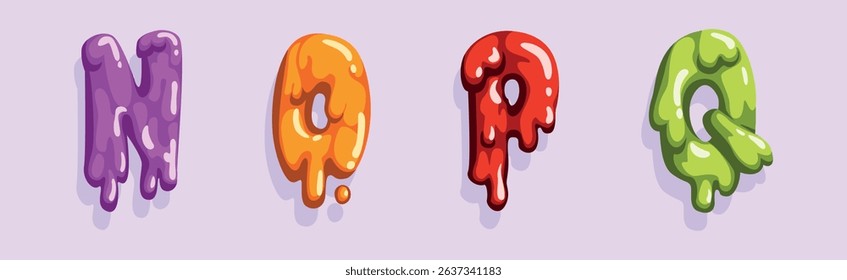 Slime Font and Alphabet Capital Letter Colorful Vector Set