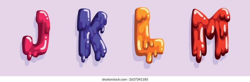 Slime Font and Alphabet Capital Letter Colorful Vector Set