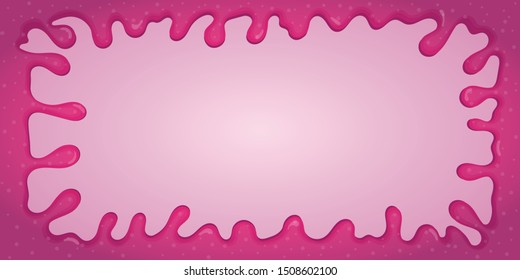 Slime goo dripping on pink background. Toxic and creepy texture. Vector illustration.