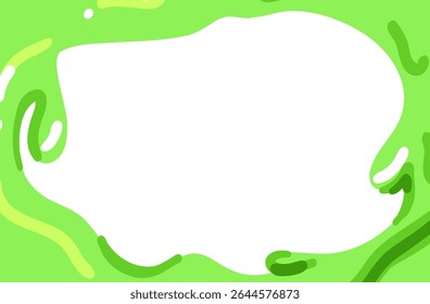Quadro verde Slime. Borda de formulários diferentes para design gráfico. Derretimento líquido, gotejamento de bolha abstrata, banner, salpicos de geleia e mancha. Fundo decorativo. Ilustração isolada de cartaz de desenho animado vetorial