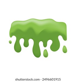 Slime green. Purulent blots slimy, goo splashes and mucus smudges. Bright toxic shiny liquid, spot of poison dribble silhouette. Realistic halloween isolated elements vector 3d style.