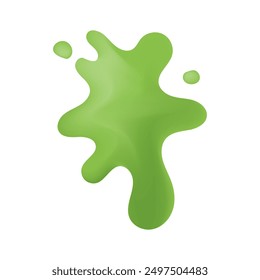 Slime green. Purulent blots slimy, goo splashes and mucus smudges. Bright toxic shiny liquid, spot of poison dribble silhouette. Realistic halloween isolated elements vector 3d style.