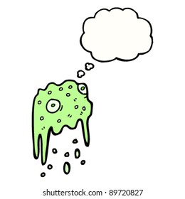 slime monster cartoon character with thought bubble