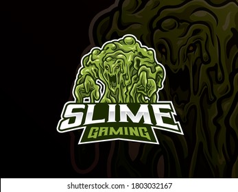 Slime monster mascot esport logo design. Scary monster slime mascot vector illustration logo. Green slime monster mascot design, Emblem design for esports team. Vector illustration