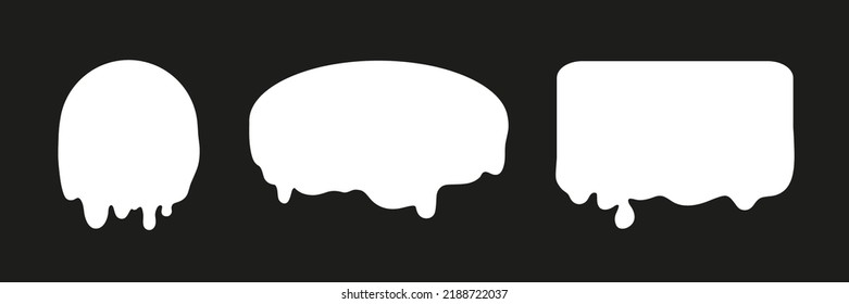 Slime objects. Geometric slimed elements on isolated background. Black and white illustration