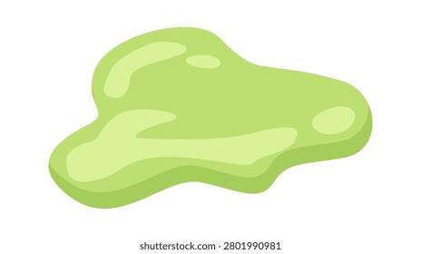 Slime puddle with glossy highlights and soft rounded edges in a smooth dripping shape. Symbol of mess, stickiness, and gooey texture for gross humor or hazard concepts. Cartoon vector illustration.