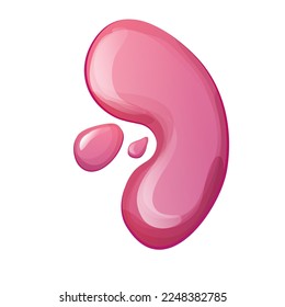 Ropa delgada, gelatina pegajosa rosa brillante con brillo en estilo de dibujos animados aislados en fondo blanco.