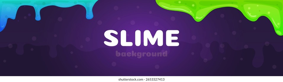 Plano de fundo do estilo de slide. Elementos líquidos de neon viscoso, veneno, fedor venenoso. Design de banner estilo espaço vibrante, desenho animado vetor colorido pano de fundo