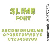 Slime style font, letters and numbers, toxic waste