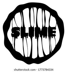 Textsymbol für kleine Wortbuchstaben. Flüssige schwarz-weiße, blubbling toxische Form mit Splash. Vektorgrafik einzeln auf weißem Hintergrund