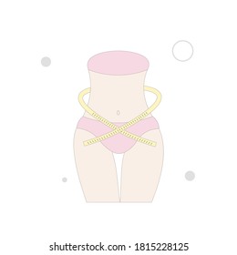 Slimming Belly Icon with Measuring Tape vector flat illustration on white background