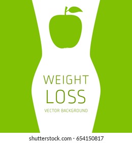 Slimming concept, weight loss, exercise, sports equipment, nutrition, vector background, health, banner, silhouette