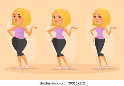 Slimming stages. Vector flat illustration