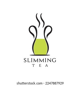 Slimming tea glass vector logo design