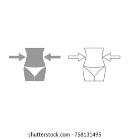 Slimming woman concept grey icon .