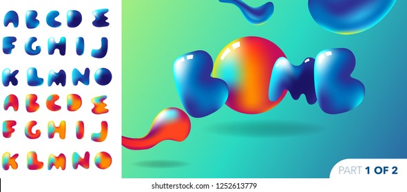 Slimy Liquid Baloon splash Colorful fonts. Vector Illustration