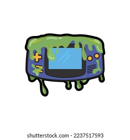slimy portable game console vector