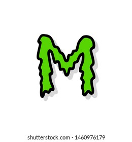 Slimy Vector Logo Letter M. Slime Snot M Letter Design Vector Illustration