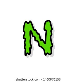 Slimy Vector Logo Letter N. Slime Snot N Letter Design Vector Illustration