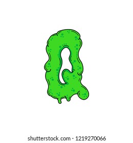 Slimy Vector Logo Letter Q. Slime Snot Q Letter Design Vector Illustration