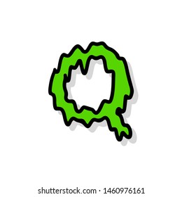 Slimy Vector Logo Letter Q. Slime Snot Q Letter Design Vector Illustration