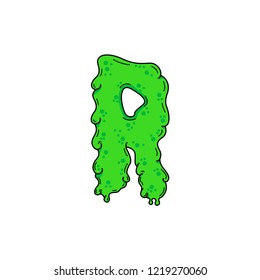 Slimy Vector Logo Letter R. Slime Snot R Letter Design Vector Illustration
