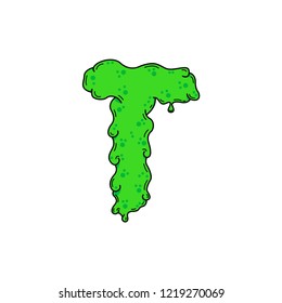 Slimy Vector Logo Letter T. Slime Snot T Letter Design Vector Illustration