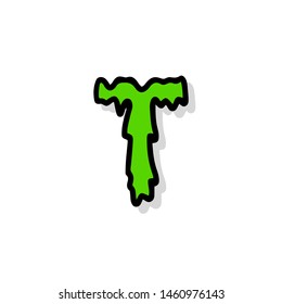 Slimy Vector Logo Letter T. Slime Snot T Letter Design Vector Illustration