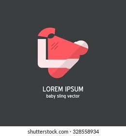 Sling baby carrier icon. Flat style vector maternity template with shadow. Prenatal baby care logo design in modern style. Web design element.