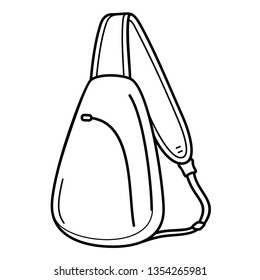 Sling backpack. Vector outline icon isolated on white background.