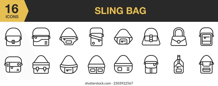 Sling Bag icon set. Outline icons vector collection.