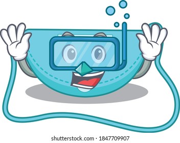 sling bag mascot design swims with diving glasses