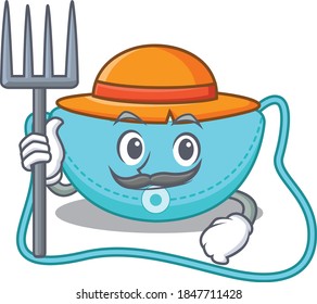 sling bag mascot design working as a Farmer wearing a hat